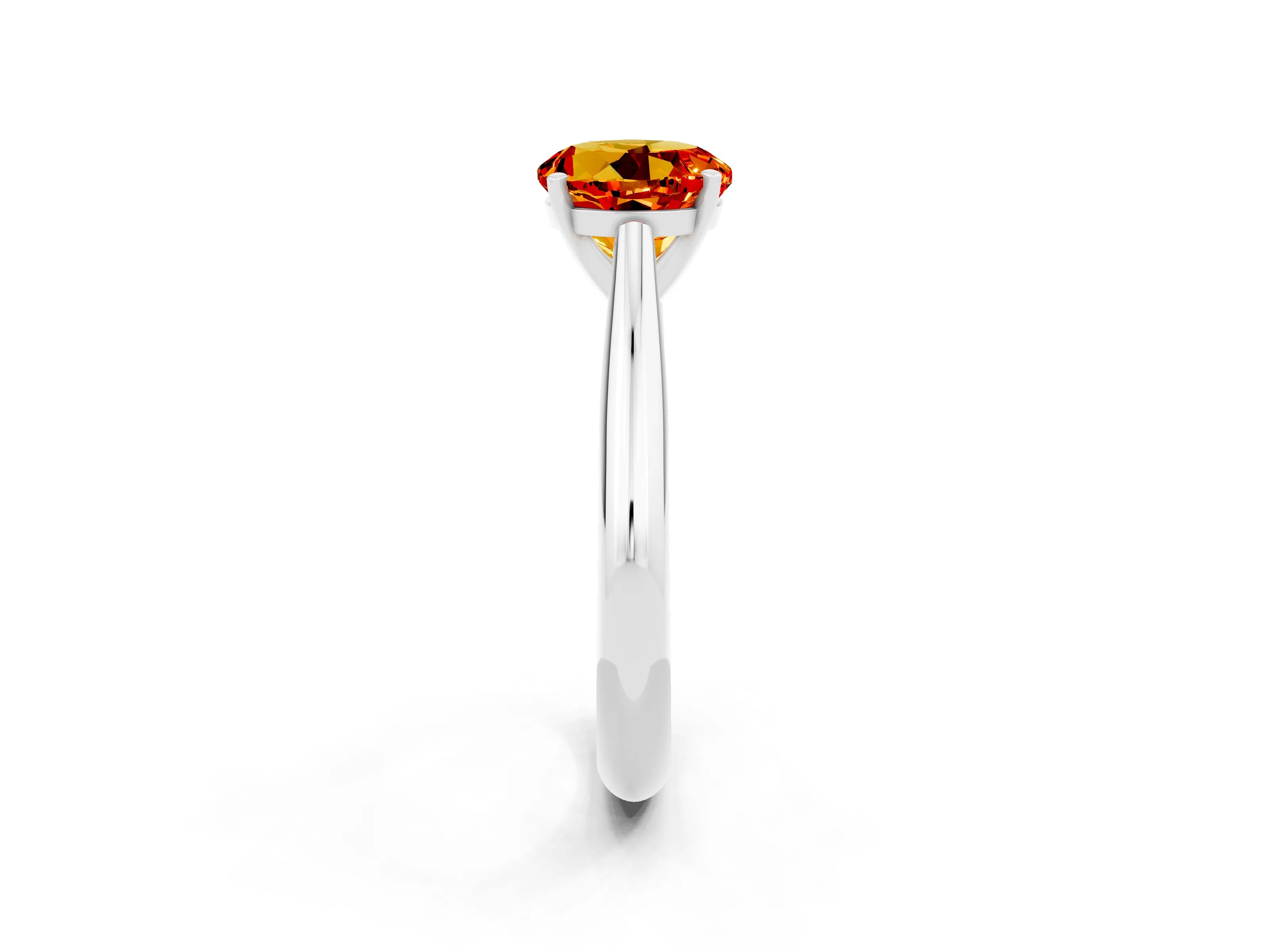 White gold Round Cut Citrine Solitaire Engagement Ring with Cathedral Setting and Four-Prong Mount_26