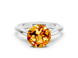 White gold Round Cut Citrine Solitaire Engagement Ring with Cathedral Setting and Four-Prong Mount_30