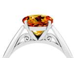 White gold Round Cut Citrine Solitaire Engagement Ring with Cathedral Setting and Four-Prong Mount_34