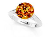 White gold Round Cut Citrine Solitaire Engagement Ring with Cathedral Setting and Four-Prong Mount_37