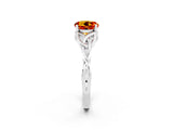 White gold Round Cut Citrine Solitaire Engagement Ring with Celtic Knot Band and Four-Prong Setting_2