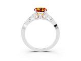White gold Round Cut Citrine Solitaire Engagement Ring with Celtic Knot Band and Four-Prong Setting_3