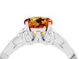 White gold Round Cut Citrine Solitaire Engagement Ring with Celtic Knot Band and Four-Prong Setting_4