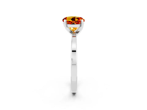 White gold Round Cut Citrine Solitaire Engagement Ring with Classic Band and Four-Prong Setting_26