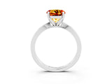 White gold Round Cut Citrine Solitaire Engagement Ring with Classic Band and Four-Prong Setting_27