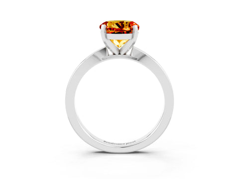 White gold Round Cut Citrine Solitaire Engagement Ring with Classic Band and Four-Prong Setting_27