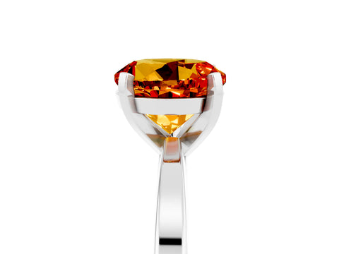 White gold Round Cut Citrine Solitaire Engagement Ring with Classic Band and Four-Prong Setting_29