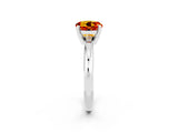 White gold Round Cut Citrine Solitaire Engagement Ring with Round Band and Four-Prong Setting_2