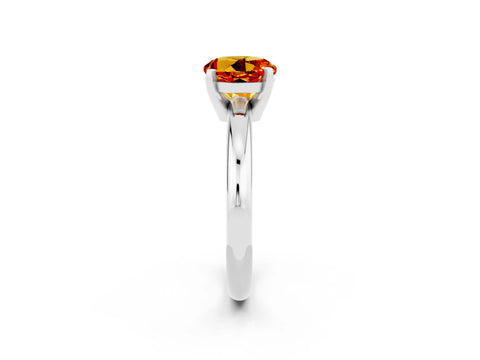 White gold Round Cut Citrine Solitaire Engagement Ring with Round Band and Four-Prong Setting_2