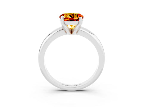 White gold Round Cut Citrine Solitaire Engagement Ring with Round Band and Four-Prong Setting_3
