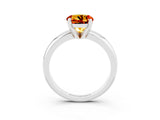 White gold Round Cut Citrine Solitaire Engagement Ring with Round Band and Four-Prong Setting_3