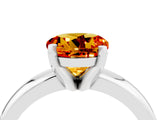 White gold Round Cut Citrine Solitaire Engagement Ring with Round Band and Four-Prong Setting_4