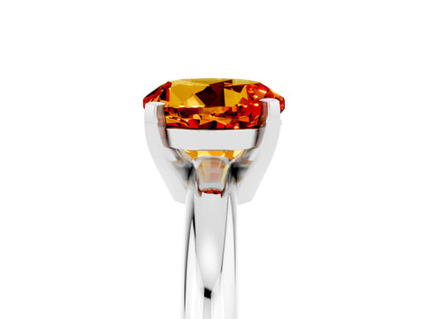 White gold Round Cut Citrine Solitaire Engagement Ring with Round Band and Four-Prong Setting_5