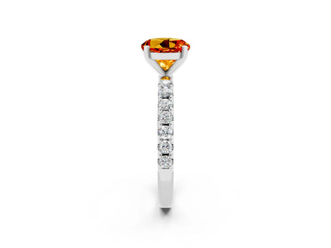 White gold Round Cut Citrine Solitaire Pavé Band with Four-Prong Setting_2