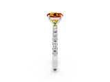 White gold Round Cut Citrine Solitaire Pavé Band with Four-Prong Setting_2
