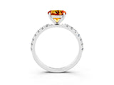 White gold Round Cut Citrine Solitaire Pavé Band with Four-Prong Setting_3