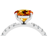 White gold Round Cut Citrine Solitaire Pavé Band with Four-Prong Setting_4