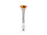 White gold Round Cut Citrine Solitaire Pavé Engagement Ring with Round Band and Prong Setting_14