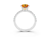 White gold Round Cut Citrine Solitaire Pavé Engagement Ring with Round Band and Prong Setting_15