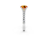 White gold Round Cut Citrine Solitaire Pavé Engagement Ring with Round Band and Prong Setting_68