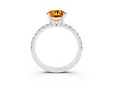 White gold Round Cut Citrine Solitaire Pavé Engagement Ring with Round Band and Prong Setting_69