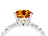 White gold Round Cut Citrine Solitaire Pavé Engagement Ring with Round Band and Prong Setting_70