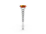 White gold Round Cut Citrine Solitaire Ring with Cathedral Setting and Pavé Band_2