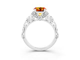 White gold Round Cut Citrine Solitaire Ring with Filigree Band and Four-Prong Setting_27