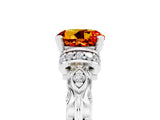 White gold Round Cut Citrine Solitaire Ring with Filigree Band and Four-Prong Setting_29