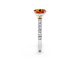 White gold Round Cut Citrine Solitaire Ring with Pavé Accents and Four-Prong Setting_2