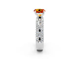 White gold Round Cut Citrine Solitaire Ring with Pavé and Channel Set Band_2