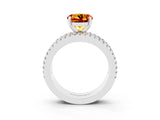 White gold Round Cut Citrine Solitaire Ring with Pavé and Channel Set Band_3