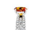 White gold Round Cut Citrine Solitaire Ring with Pavé and Channel Set Band_5
