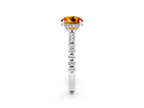White gold Round Cut Citrine Solitaire Ring with Round  Pavé Band and Four-Prong Setting_50