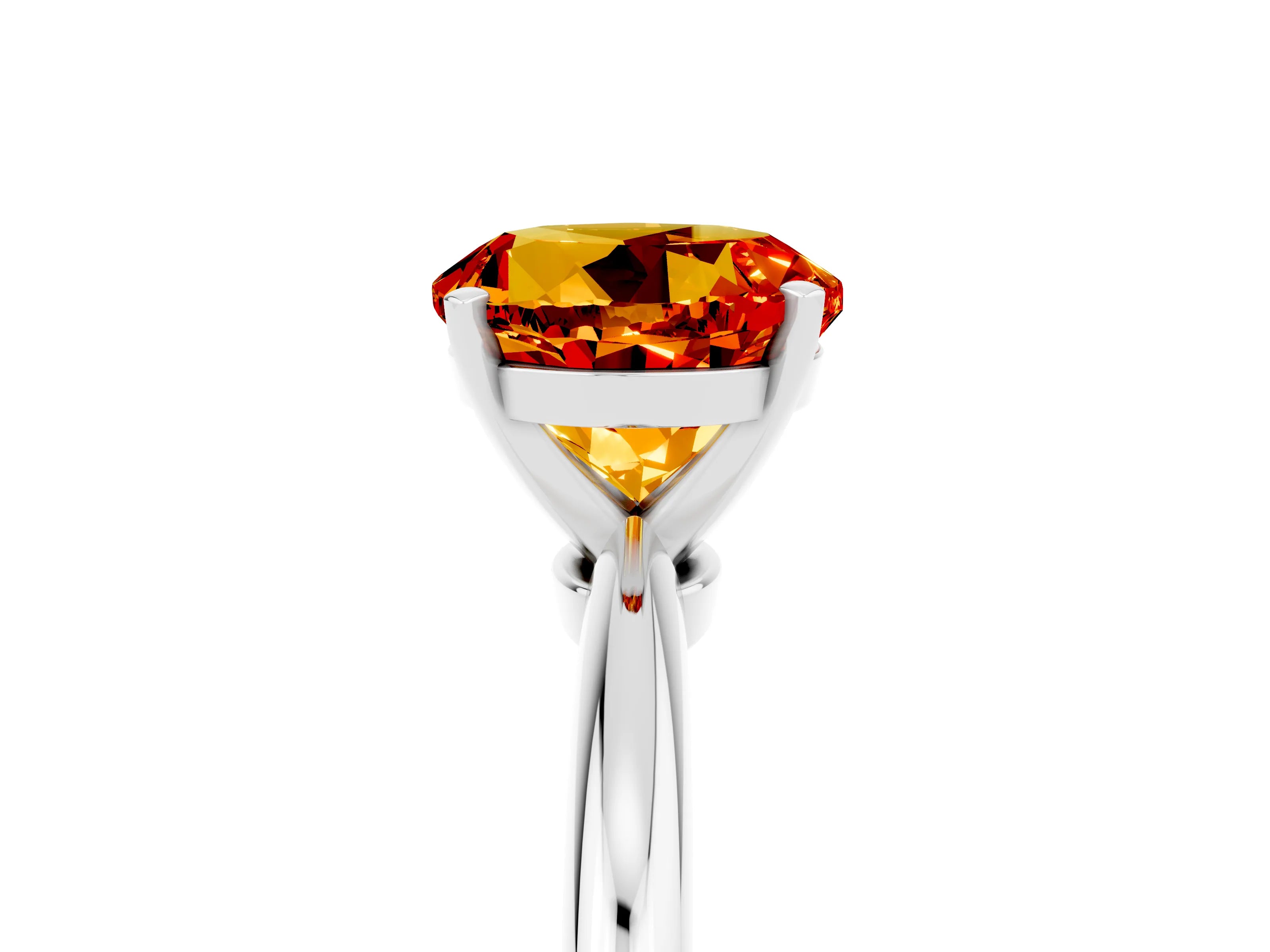 White gold Round Cut Citrine Solitaire Ring with Six-Prong Setting and Classic Band_17