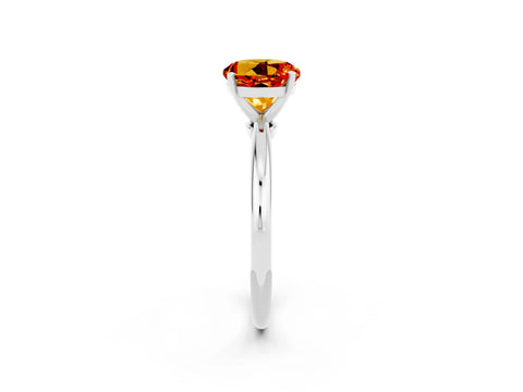 White gold Round Cut Citrine Solitaire Ring with Six-Prong Setting and Classic Band_2