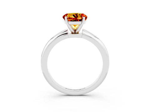 White gold Round Cut Citrine Solitaire Ring with Six-Prong Setting and Classic Band_3