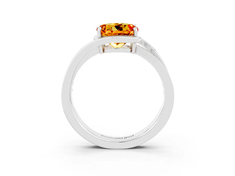 White gold Round Cut Citrine Solitaire Ring with Split Shank and Prong Setting_3