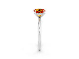 White gold Round Cut Citrine Solitaire Ring with Thin Band and Four-Prong Setting_14