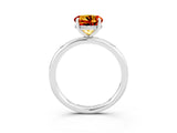 White gold Round Cut Citrine Solitaire Ring with Thin Band and Four-Prong Setting_15