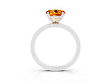 White gold Round Cut Citrine Solitaire Ring with Thin Band and Prong Setting_15