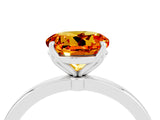 White gold Round Cut Citrine Solitaire Ring with Thin Band and Prong Setting_16