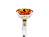White gold Round Cut Citrine Solitaire Ring with Thin Band and Prong Setting_17