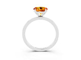 White gold Round Cut Citrine Solitaire Ring with Thin Band and Prong Setting_39