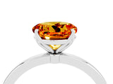 White gold Round Cut Citrine Solitaire Ring with Thin Band and Prong Setting_40