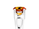 White gold Round Cut Citrine Solitaire Ring with Wide Band and Prong Setting_5