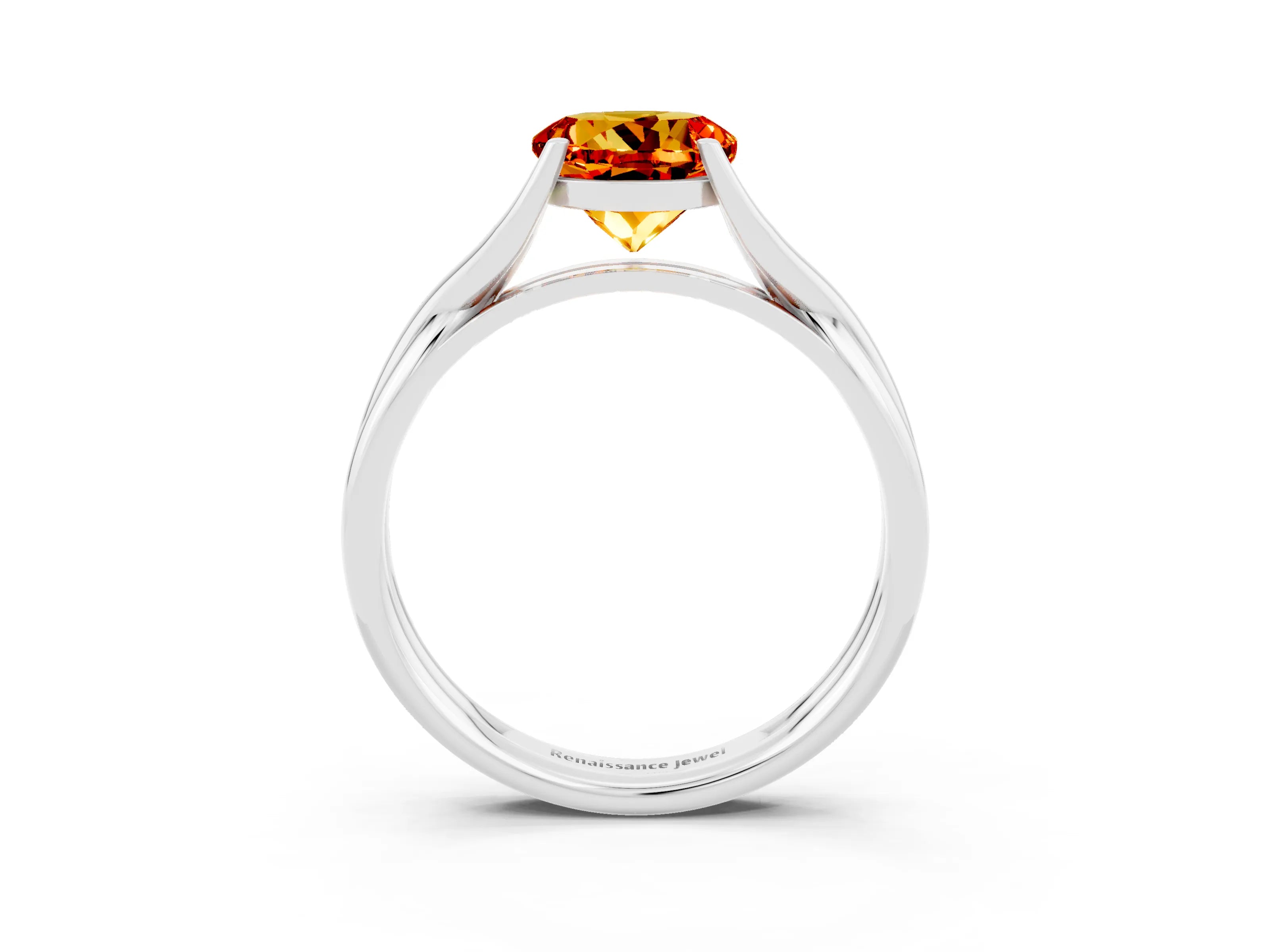 White gold Round Cut Citrine Solitaire Twist Band Prong Setting Ring_39