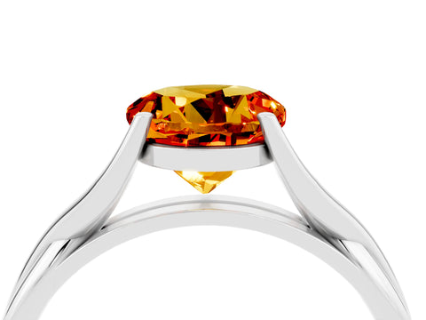 White gold Round Cut Citrine Solitaire Twist Band Prong Setting Ring_40