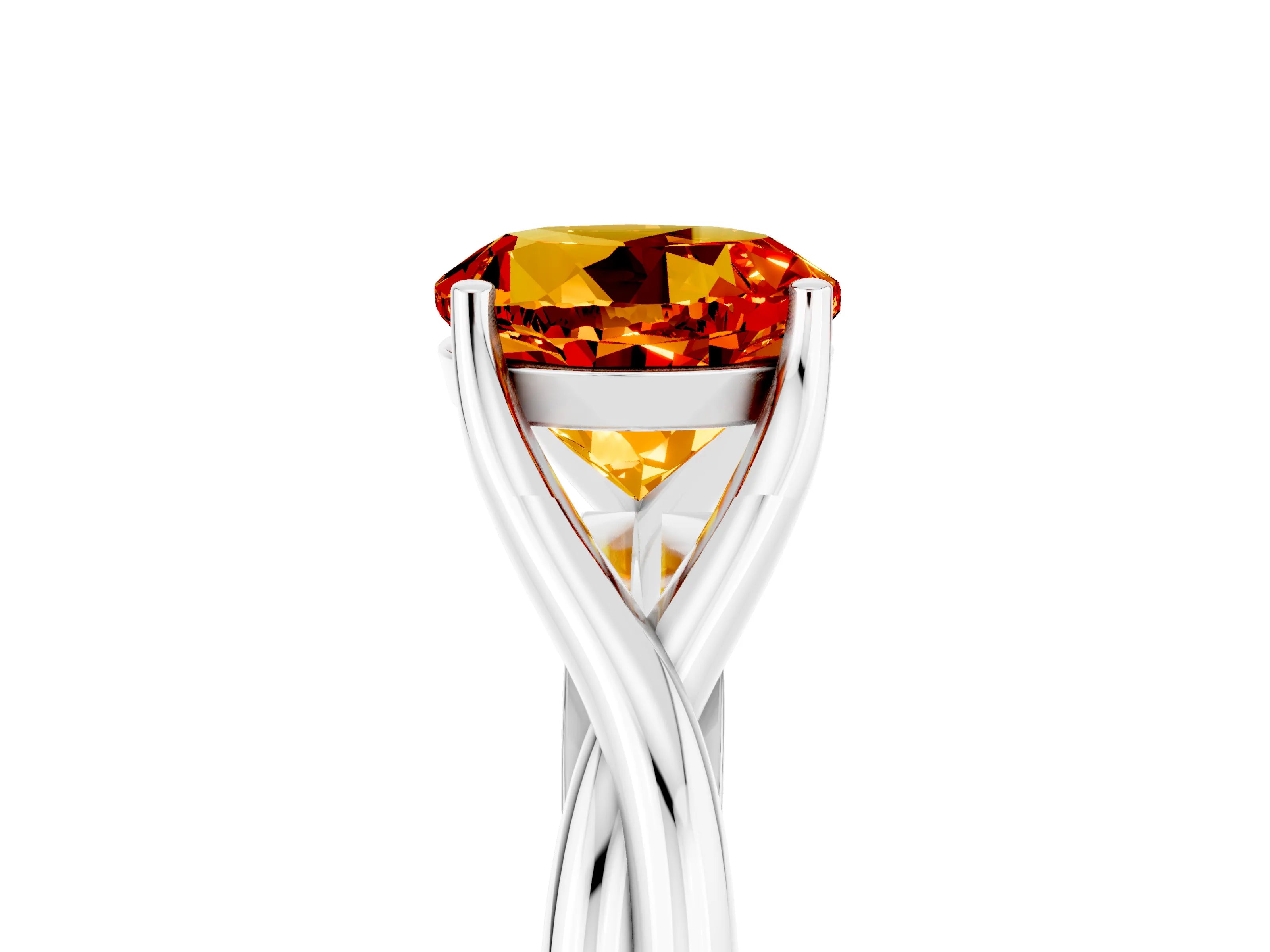 White gold Round Cut Citrine Solitaire Twist Band Prong Setting Ring_41