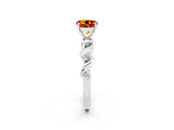 White gold Round Cut Citrine Solitaire Twisted Band with Round  Accents and Prong Setting_14
